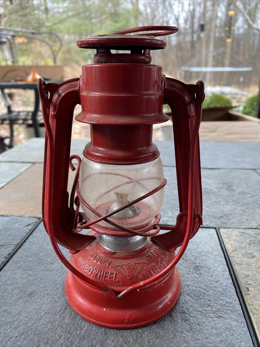 Winged Wheel Vintage Red Lantern No. 350 Approx. 7.5 Inches Tall