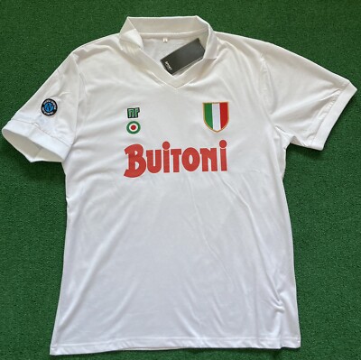 NWT Napoli 87/88 Away White Retro Jersey “Maradona 10” (Large) | eBay