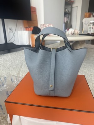 Hermes Picotin 18 Gris Pantin Gold Taurillon Clemence New FULL SET