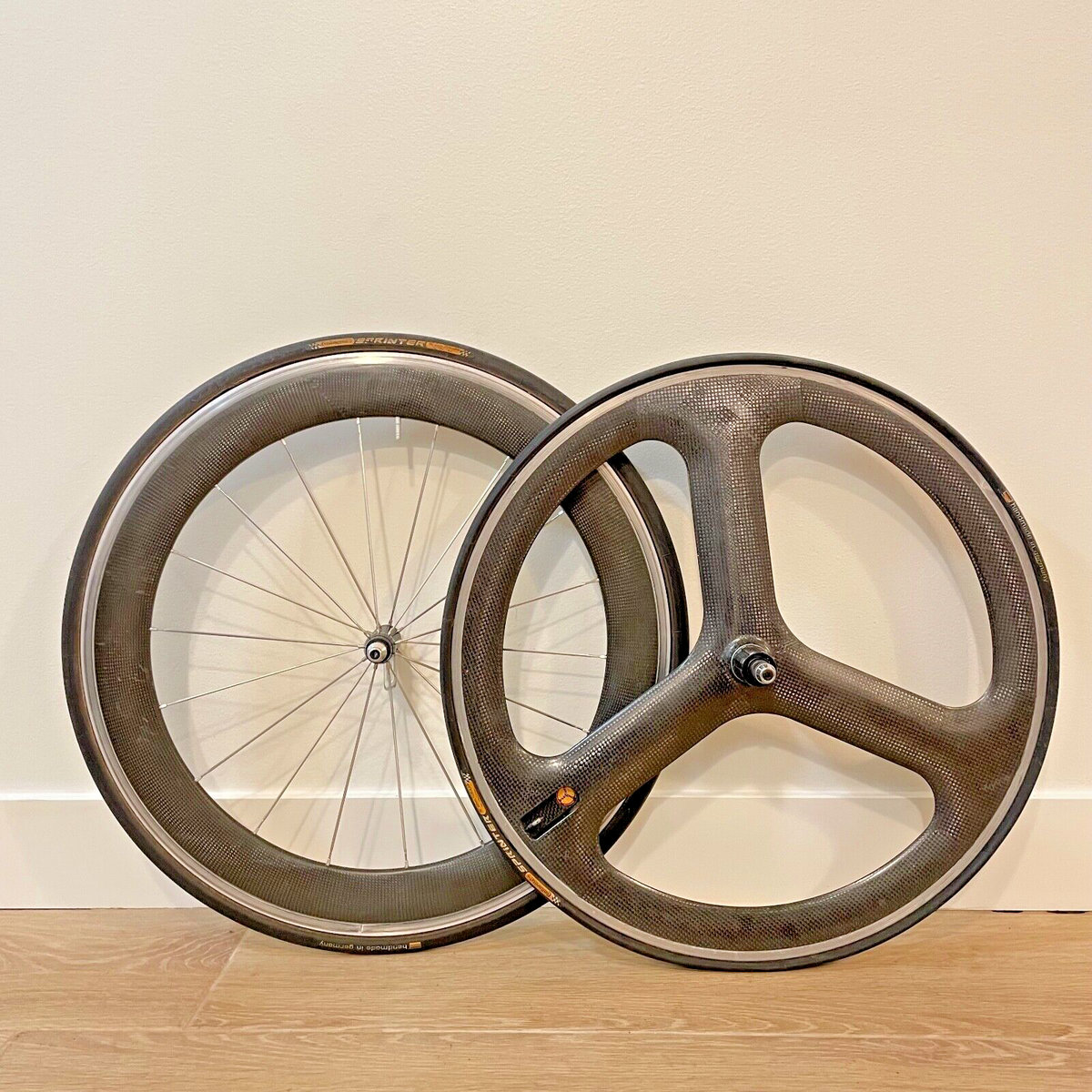 HED 3 Tri-spoke CX Carbon Fiber Wheelset 650c Tubular Alloy Rim