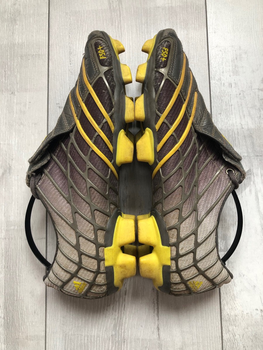 Adidas F50 Spider Gray Yellow Retro Football Soccer Cleats US8 1/2
