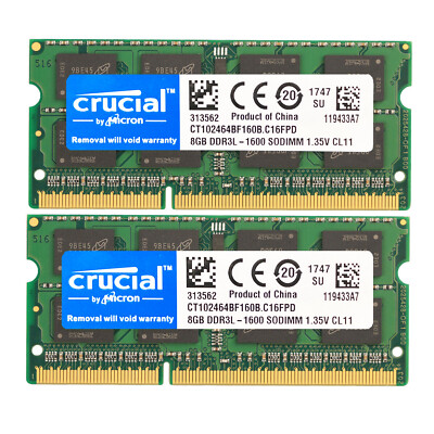 CRUCIAL 8GB DDR3L 1600 PC3-12800 Laptop SODIMM 204-Pin Memory RAM
