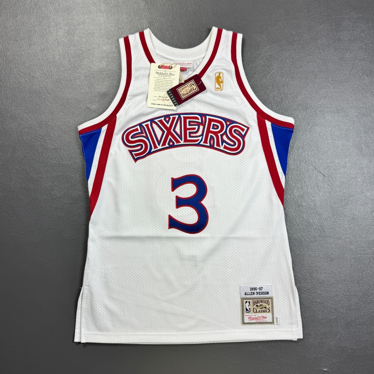 100% Authentic Allen Iverson Mitchell Ness Rookie 96 97 Sixers