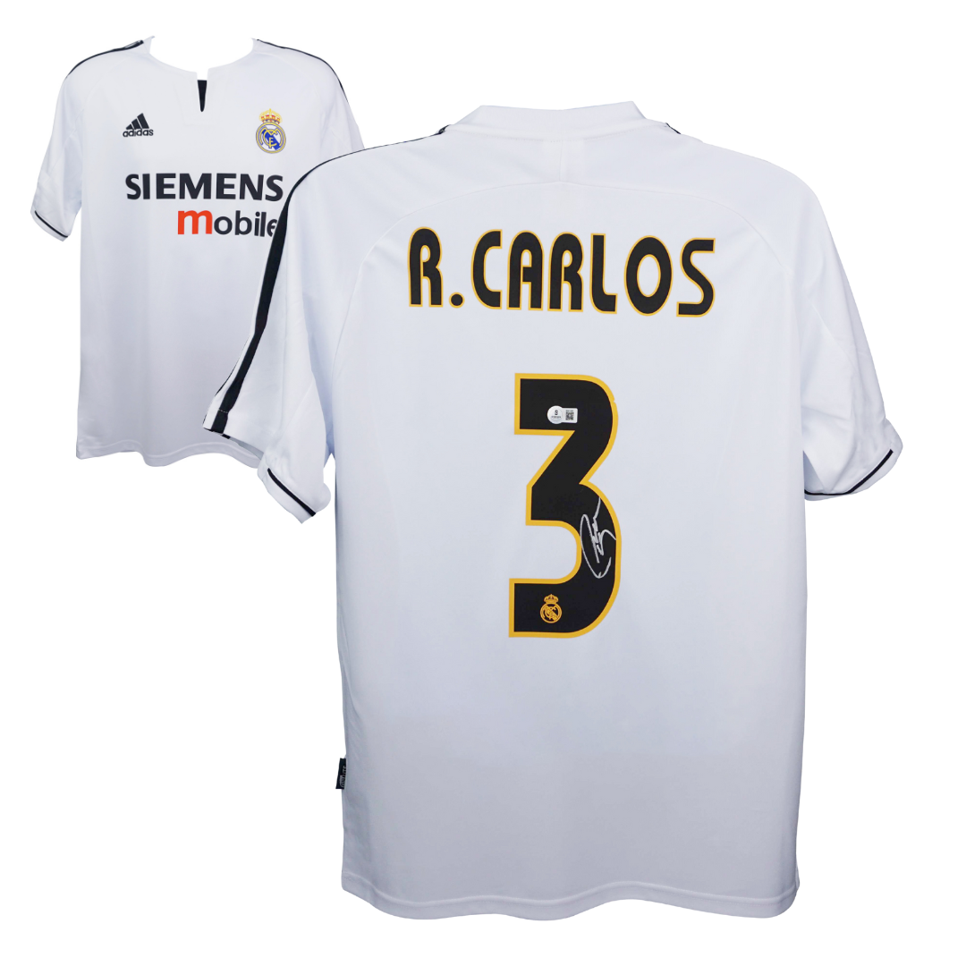 Roberto Carlos Signed Real Madrid Soccer Jersey #3 with Beckett
