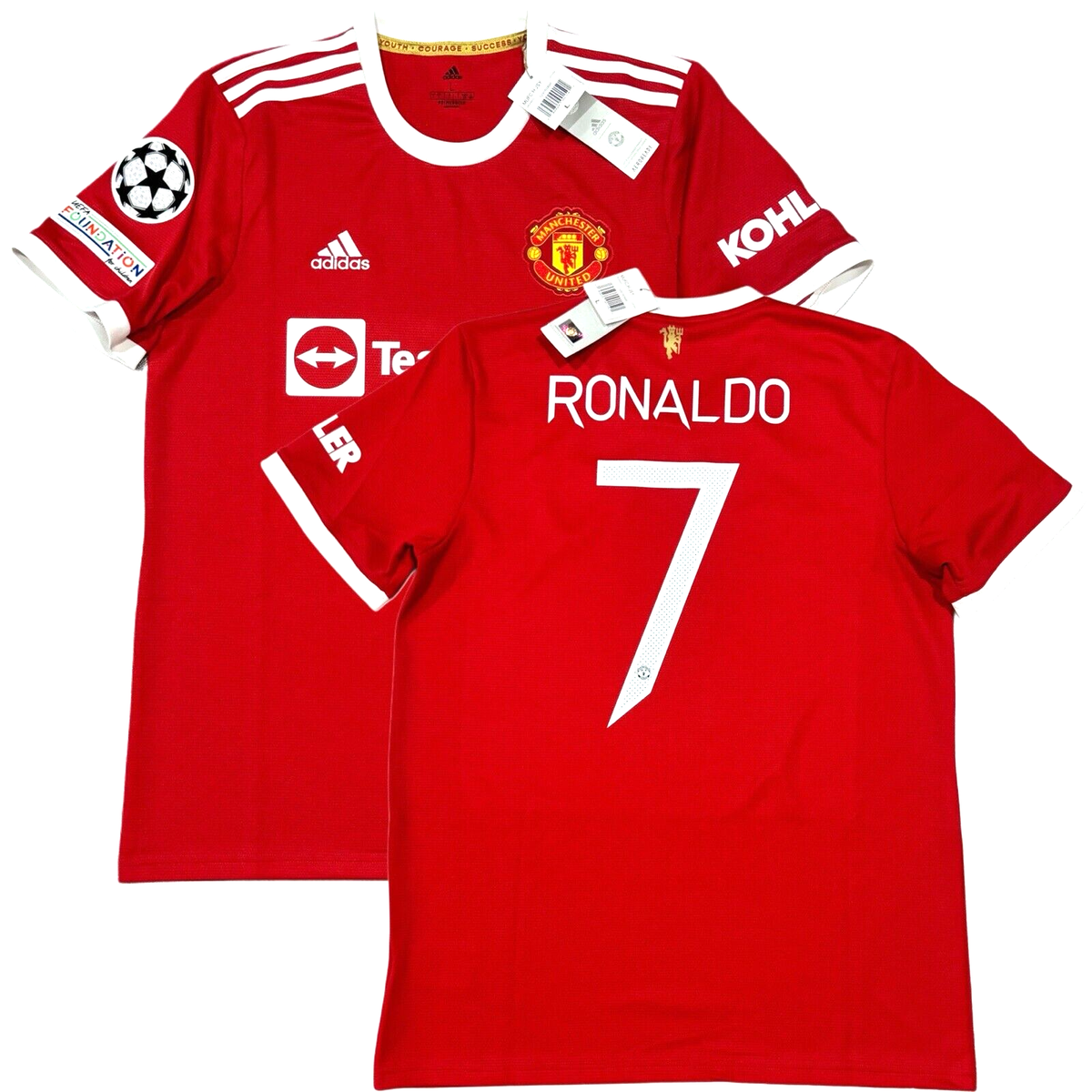 2021/22 Manchester United Home UCL Jersey #7 Ronaldo Large