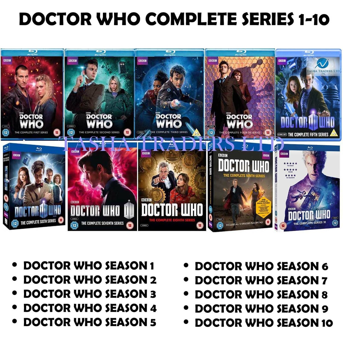 DOCTOR WHO Seasons 1-10 Complete Series 1 2 3 4 5 6 7 8 9 10