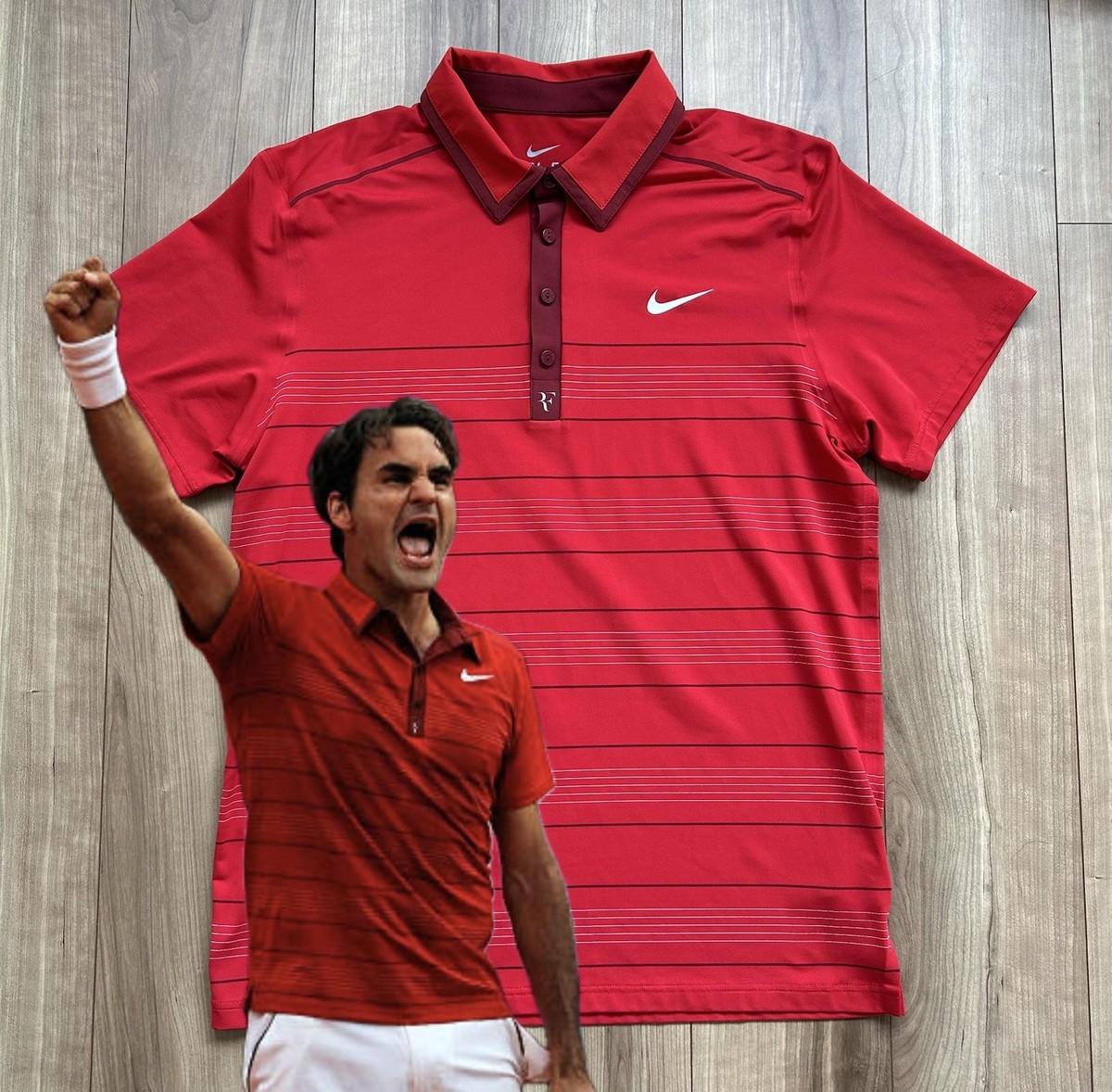Roger Federer Nike 2011 French Open Polo Shirt size:L (JPN XL) RF