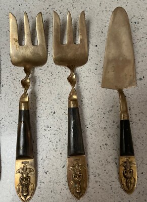 Siam Vintage Silverware Set Brass Thailand Serving Set Variety 8