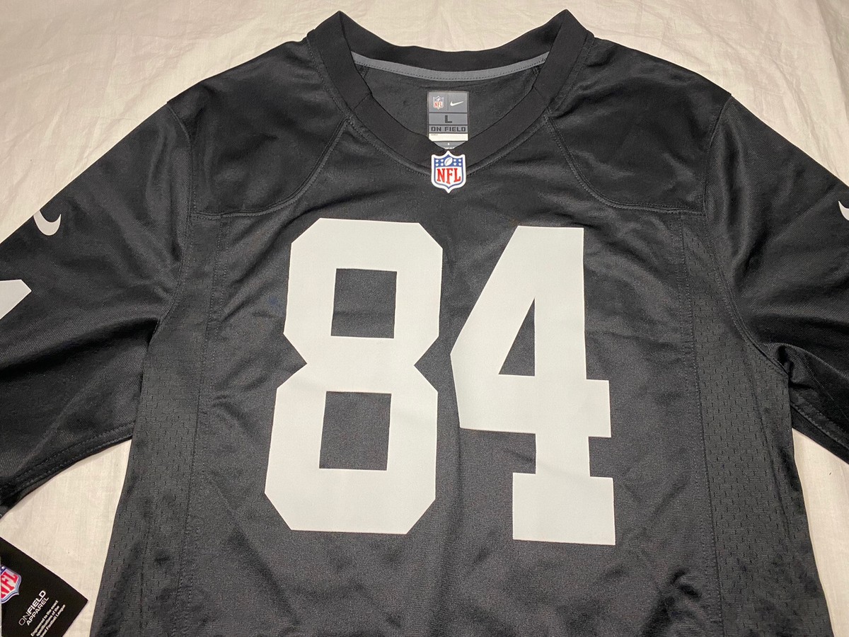 New NFL Nike Black Jersey On Field 84 Antonio Brown Raiders Men's