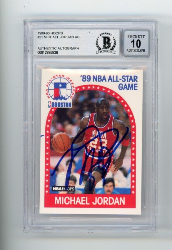 Michael Jordan 1989-90 Hoops card #21 signed autographed GRADE 10