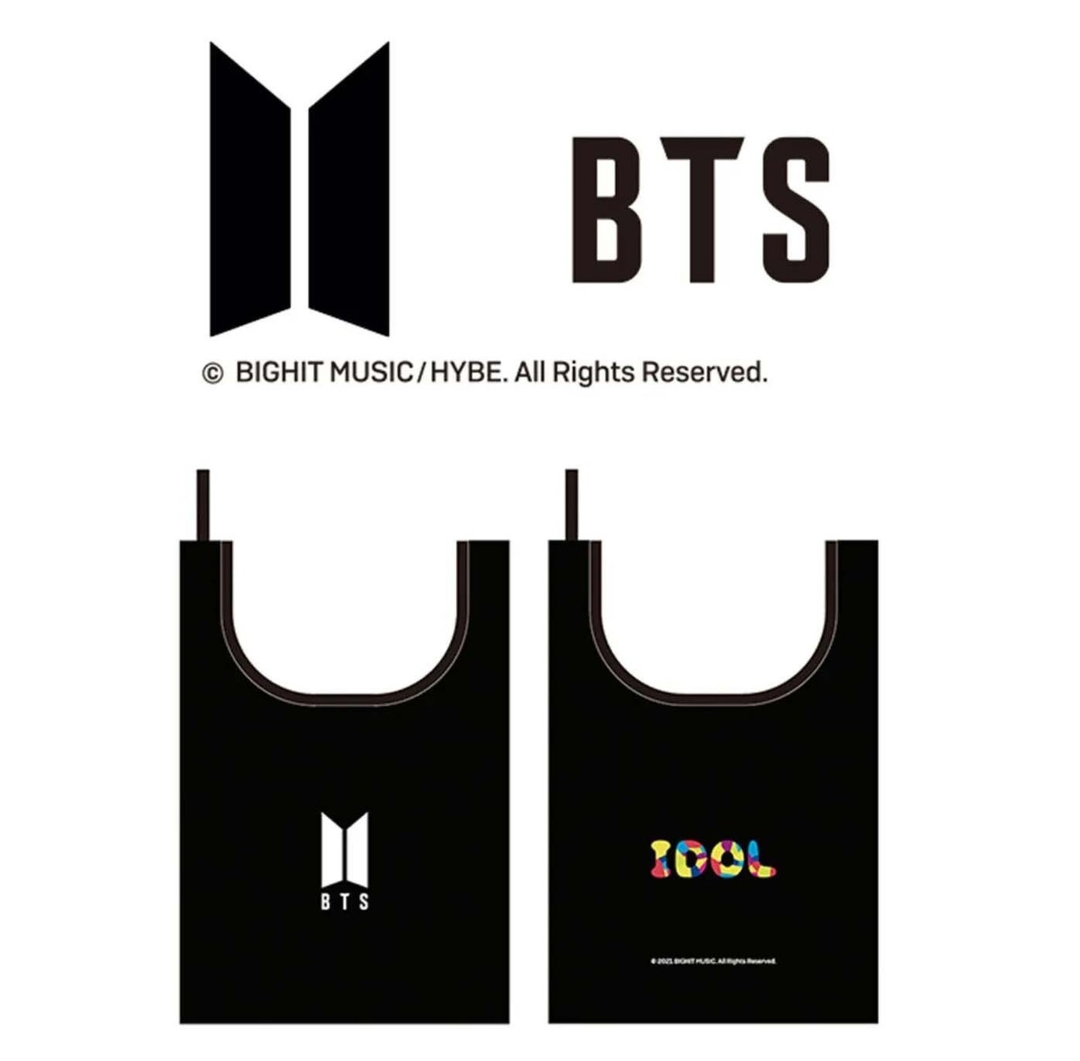 BTS x MUSEE Official Eco Bag Black IDOL Logo Packable Foldable