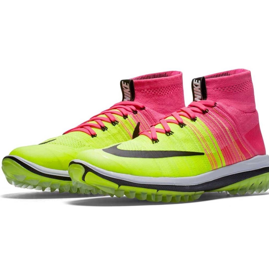 Nike Mens Flyknit Elite Golf Shoes - 844450-600 - Pink Blast Volt
