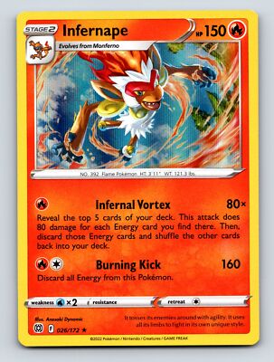 Stage 2 Infernape HP 150 Infernal Vortex Burning Kick Rarity