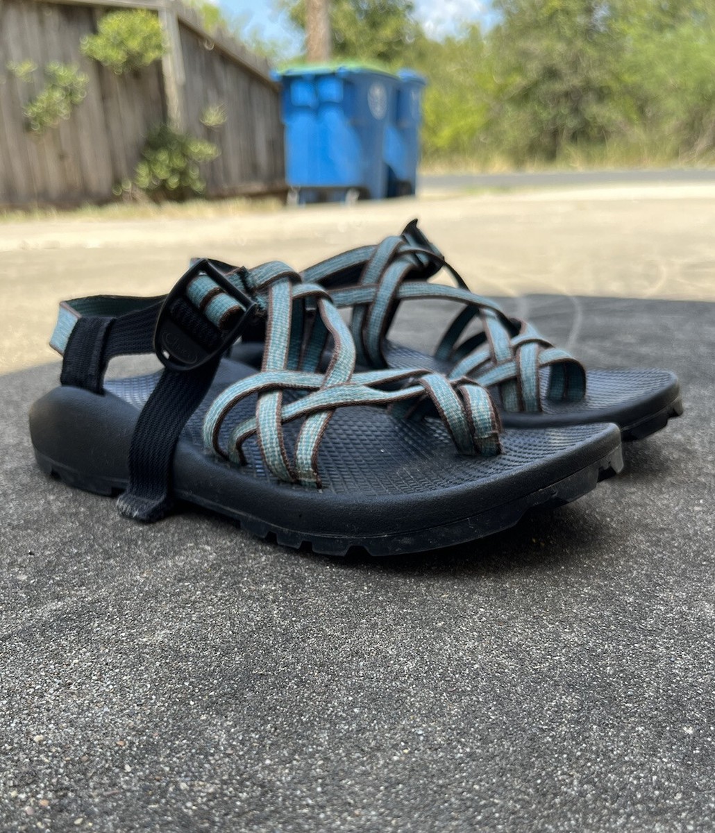 Chaco ZX2 Blue Geometric Toe Loop Vibram Hiking Outdoor Sandals