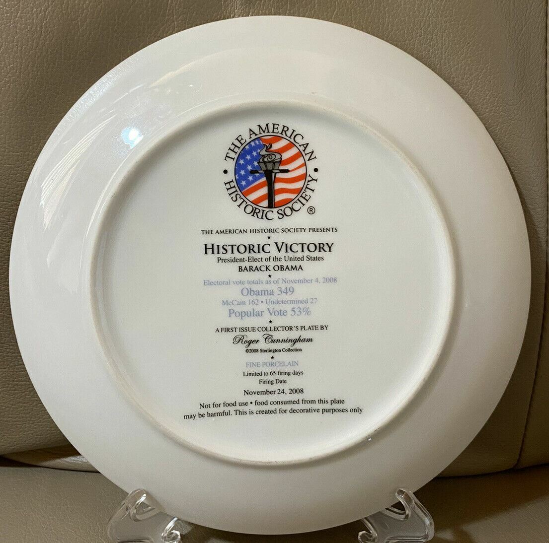 Barack Obama 44th President 8-inch Presidential Decorative Plate