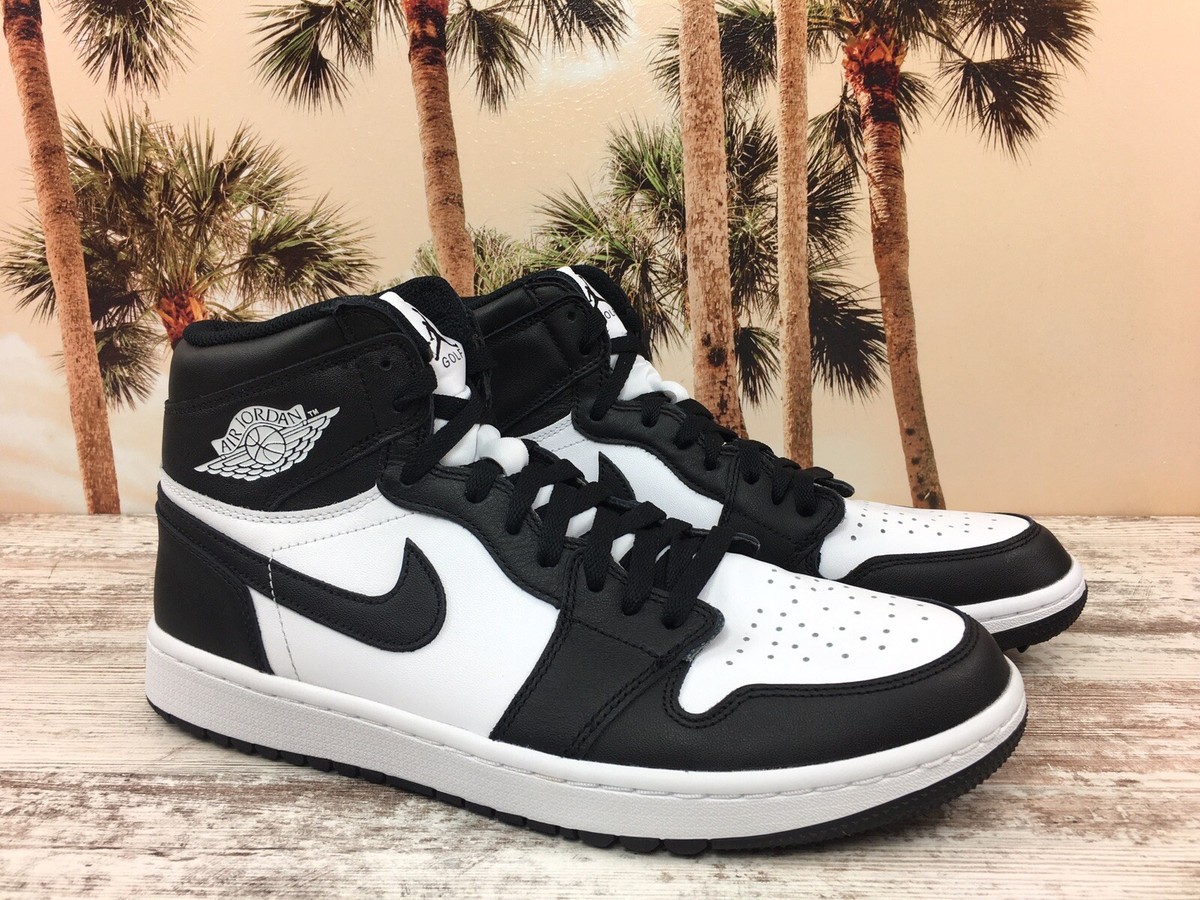 Nike Air Jordan 1 High Panda Golf Shoes Black DQ0660-101 Mens Size