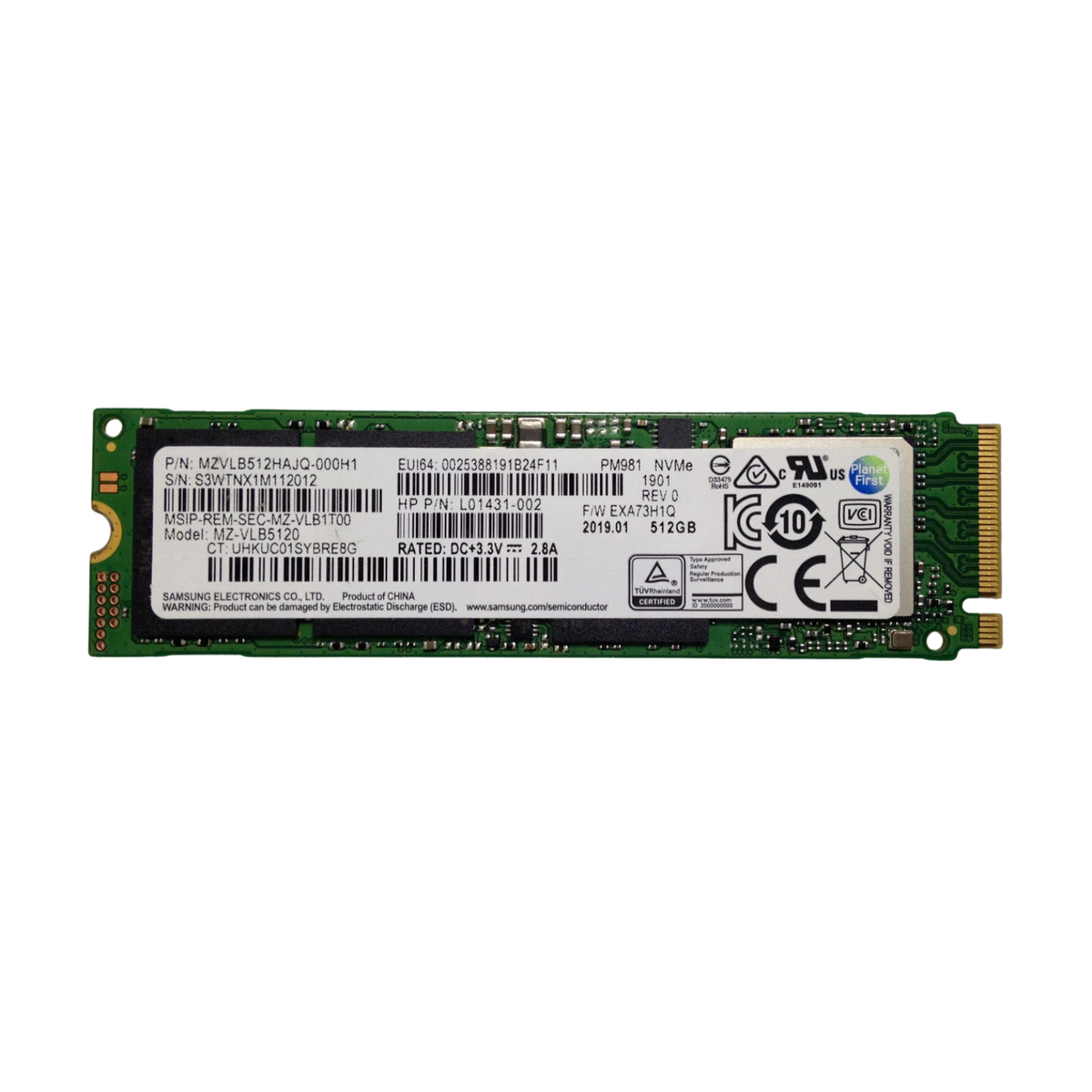 Samsung 512GB SSD M.2 2280 PCIe Gen3 x4 NVMe 1.3 MZVLB512HAJQ