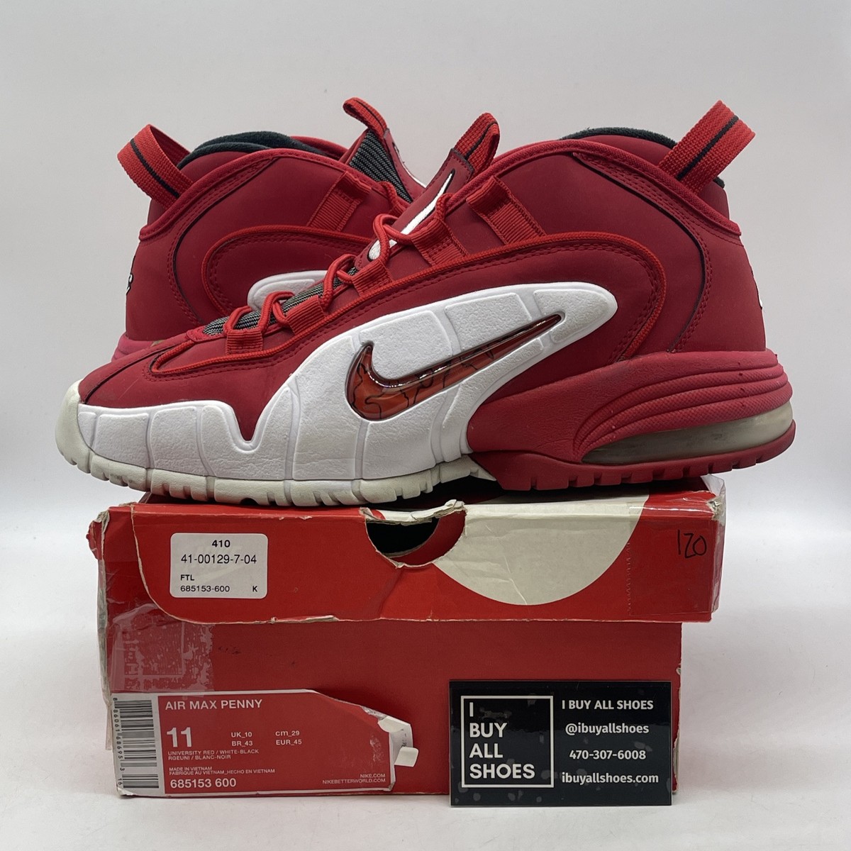 Size 11 - Nike Air Max Penny 1 University Red Black Suede (685153