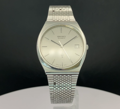 SEIKO WATCH QUARTZ 4122-8000 SILVER GRAY STAINLESS STEEL DATE | eBay