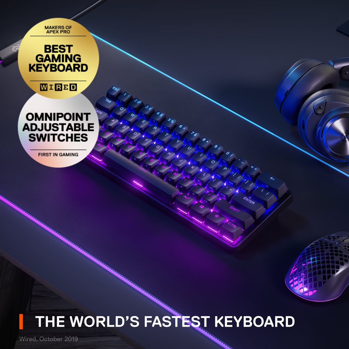 SteelSeries - Apex Pro Mini 60% V2 Wireless Mechanical OmniPoint