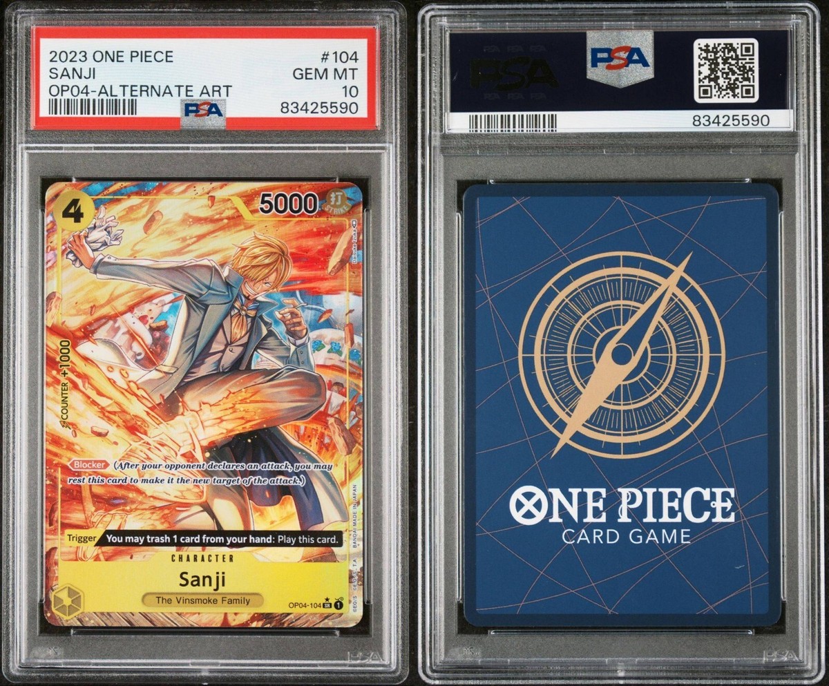 PSA 10 GEM MINT One Piece Card Game Kingdom of Intrigue Sanji Alt