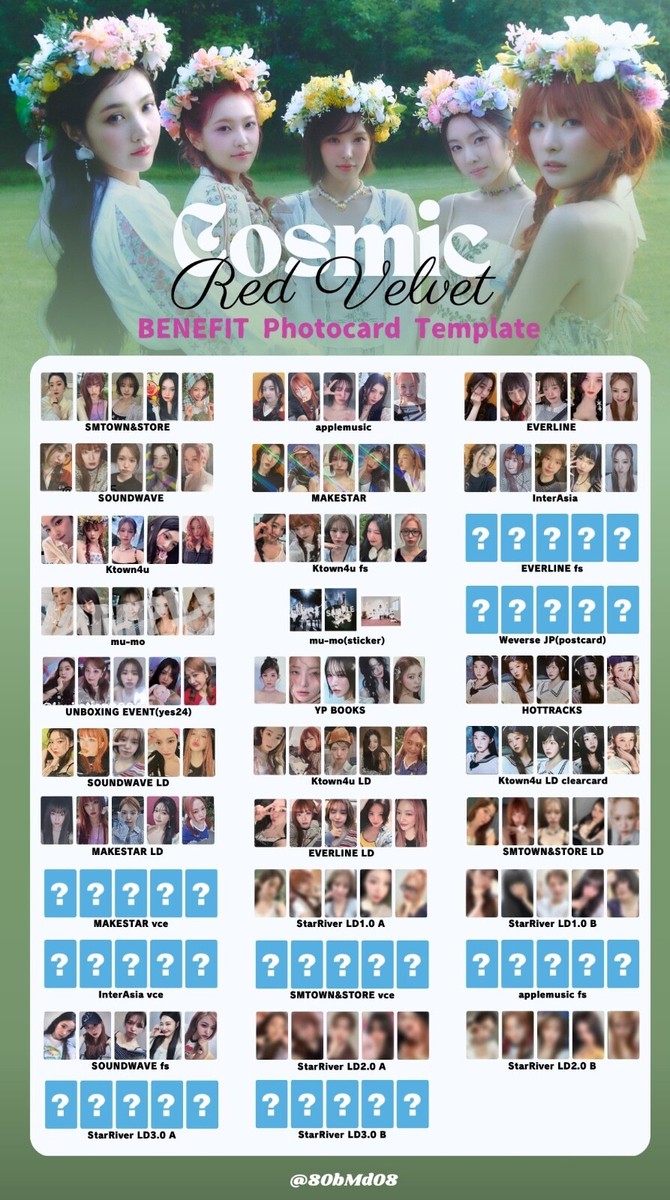 RED VELVET COSMIC ALBUM POB EVENT LUCKY DRAW FANCALL ALL WEB