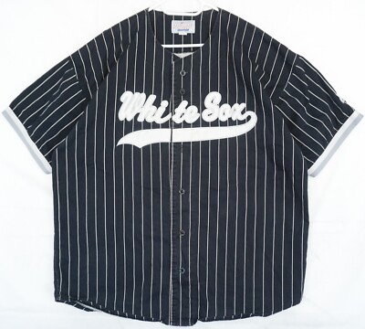 Vintage 90s Starter White Sox Black Pinstripe Cotton Baseball