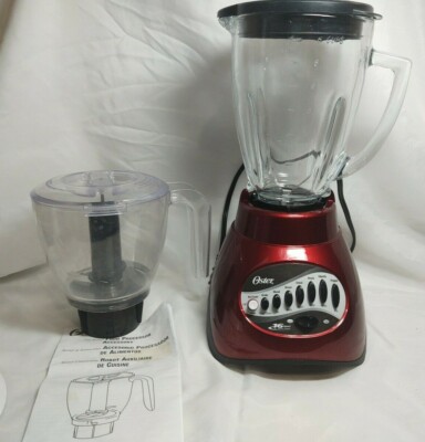 Red Oster 16 Speed Blender Glass Jar Plus Plastic Food Processor