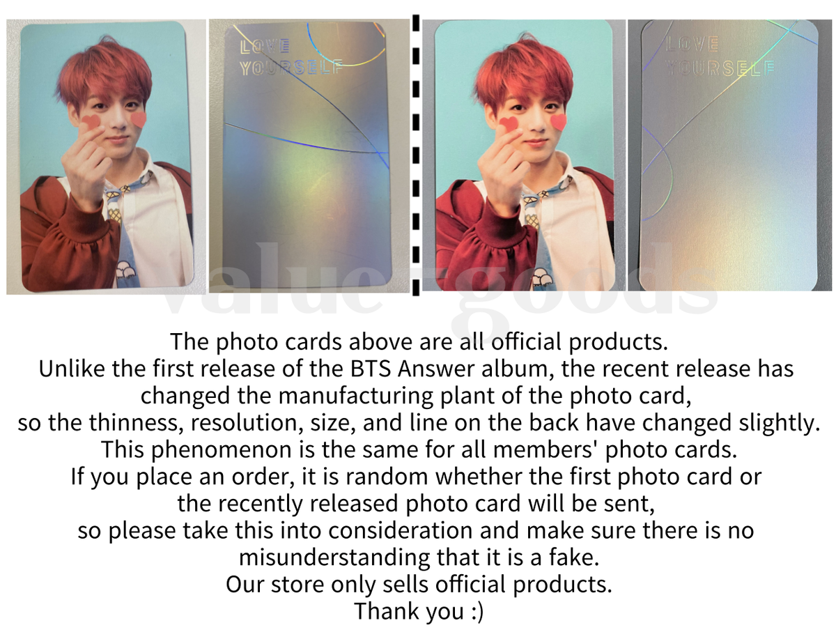 BTS Suga Yoongi Love Yourself Answer F version Photocard lys
