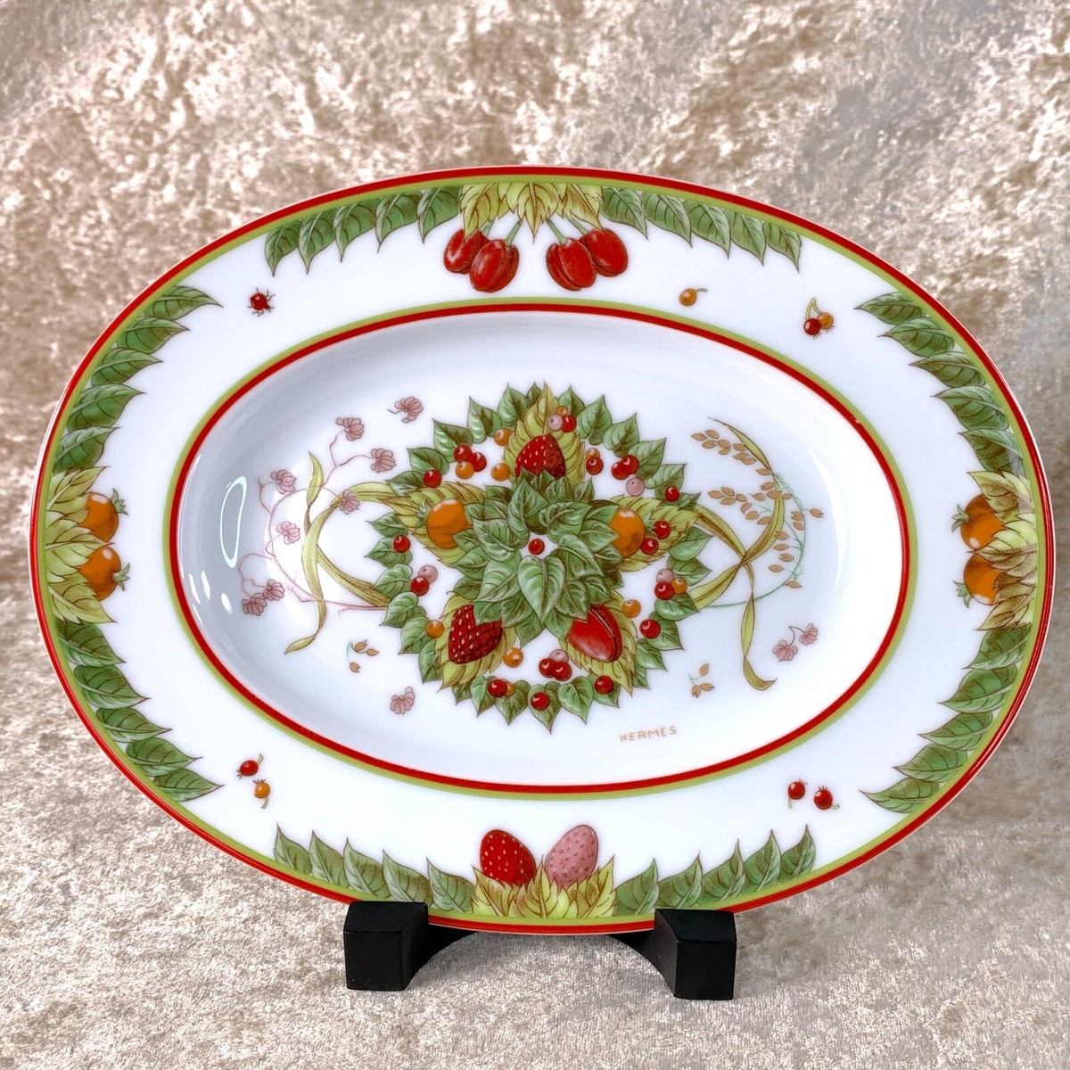 Hermes Paris Oval Plate Le Jardin de Pythagore Porcelain Tableware