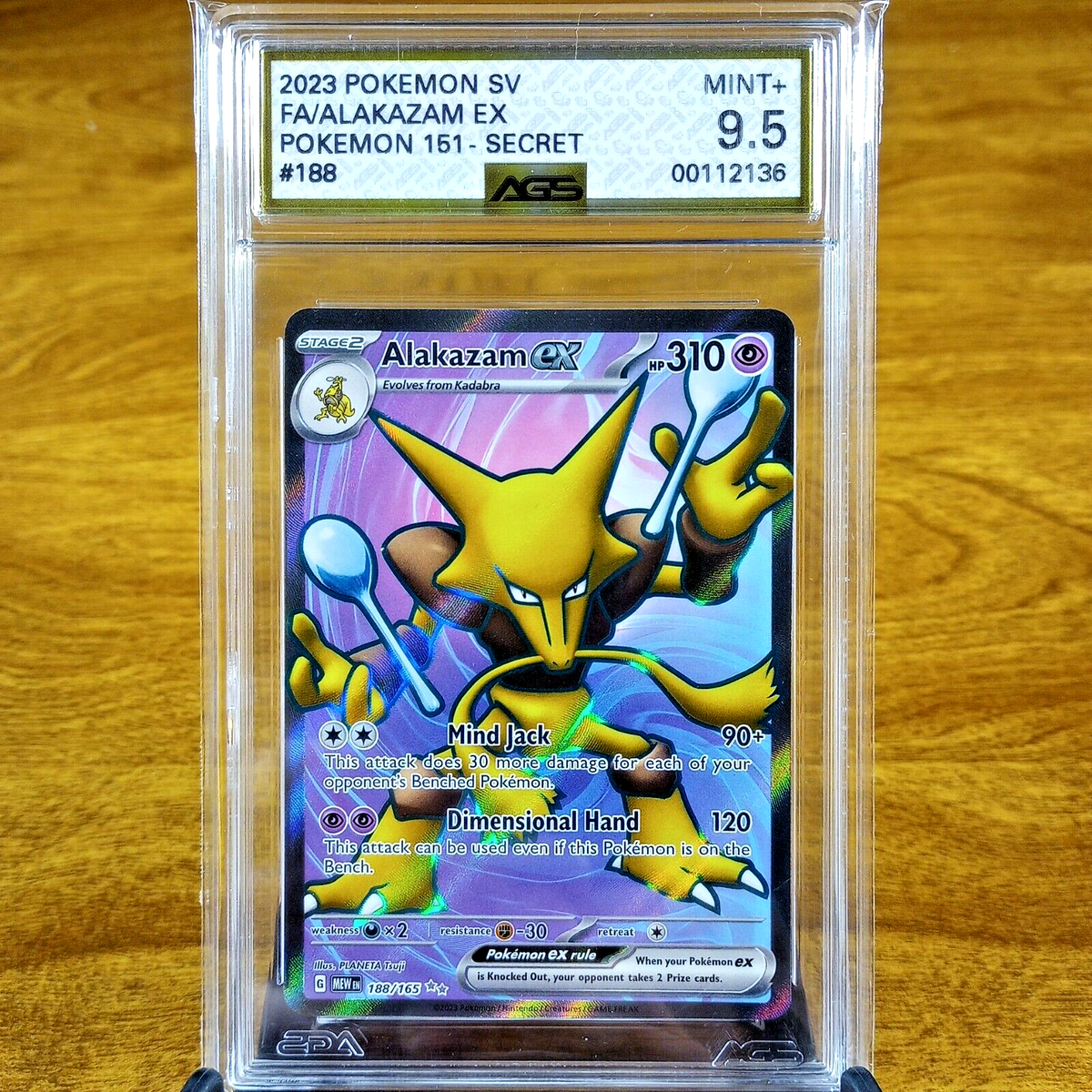 Pokemon SV 151 Secret Alakazam EX 188/165 AGS Mint+ 9.5 FA Full