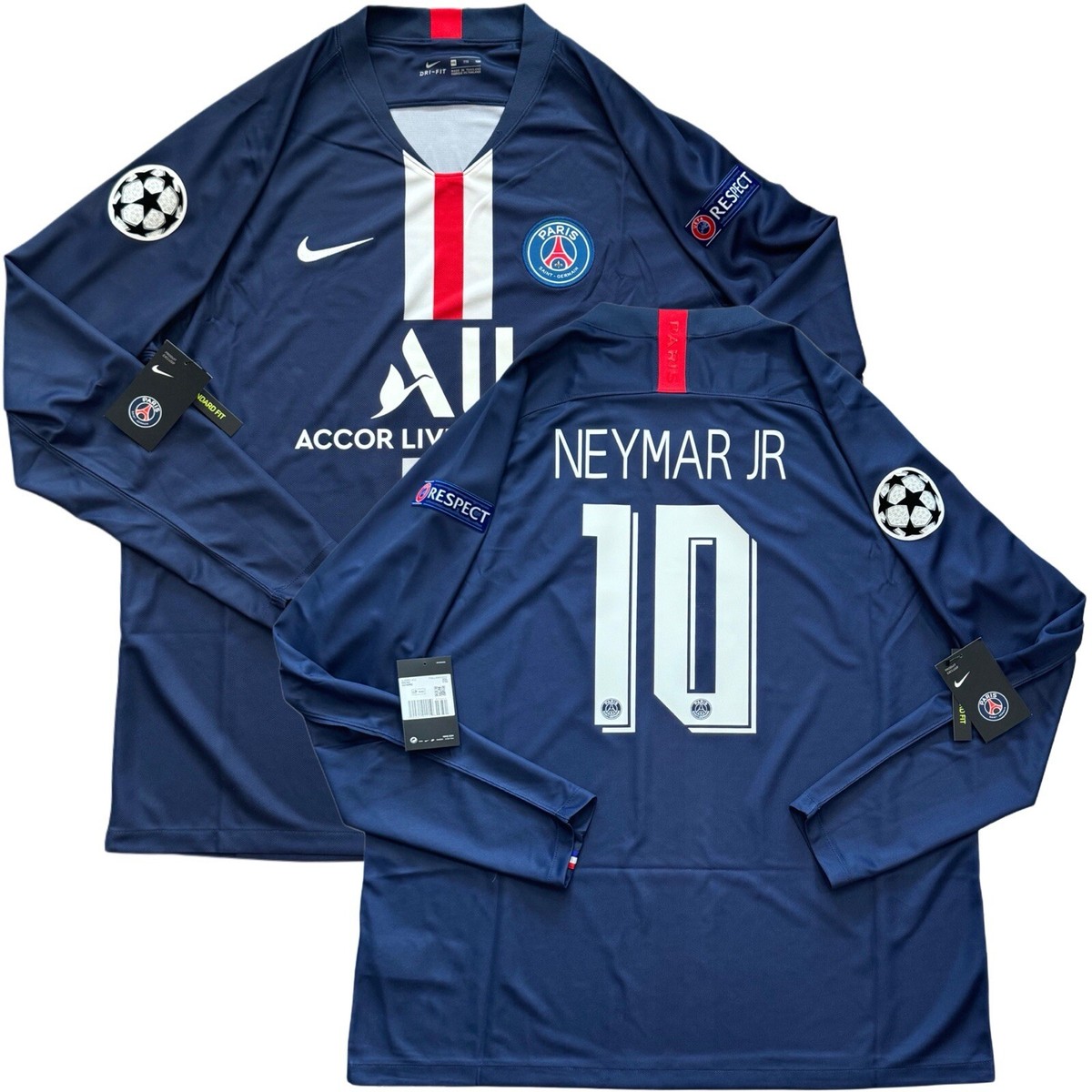 2019/20 PSG Home UCL Jersey #10 Neymar Jr 2XL Nike Long Sleeve