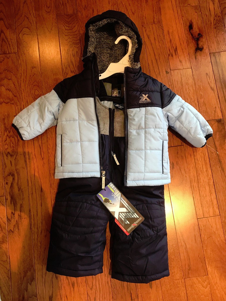 ZeroXposur Toddler Boys Blue Snow Bibs Coat Set Snowsuit 18M