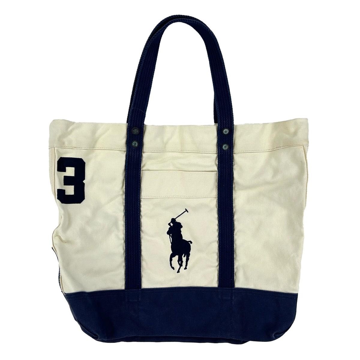 MINOR DEFECT* Polo Ralph Lauren 2-Tone Big Pony Canvas Tote Bag