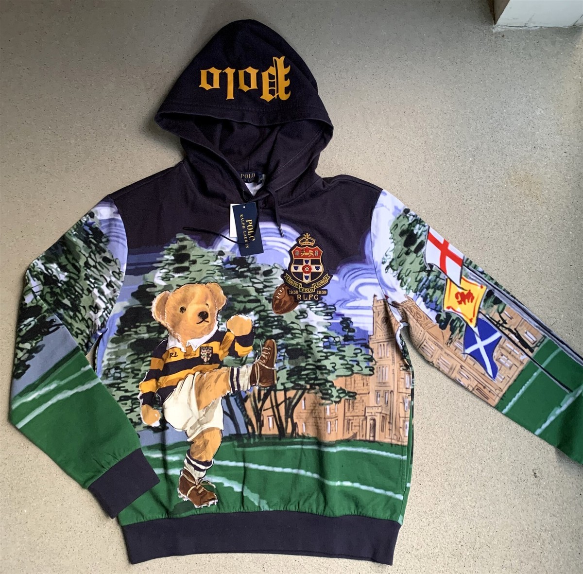NWT Polo Ralph Rugby Kicker Bear Hoodie Hoody M | eBay