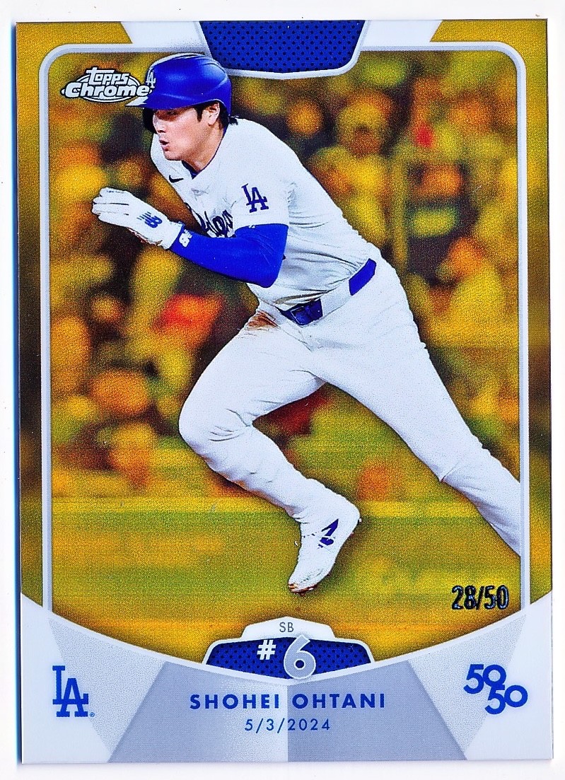 2024 Topps Shohei Ohtani 50/50 SB 6 Chrome Gold Refractor #13 (28