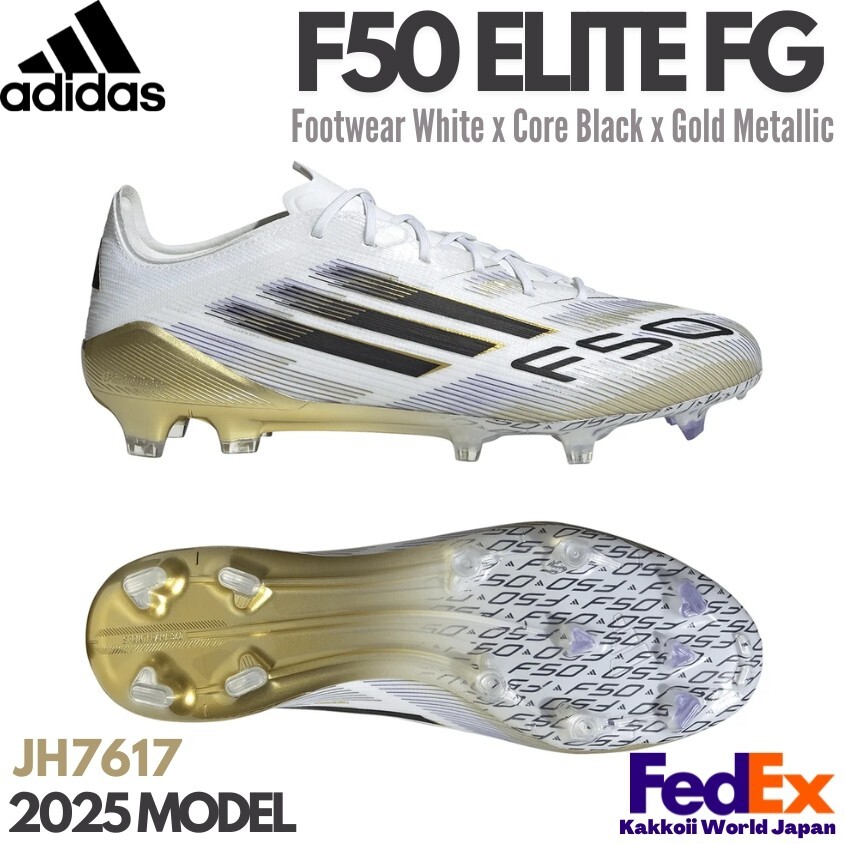 adidas Soccer Cleats F50 ELITE FG Footwear White/ Gold Metallic