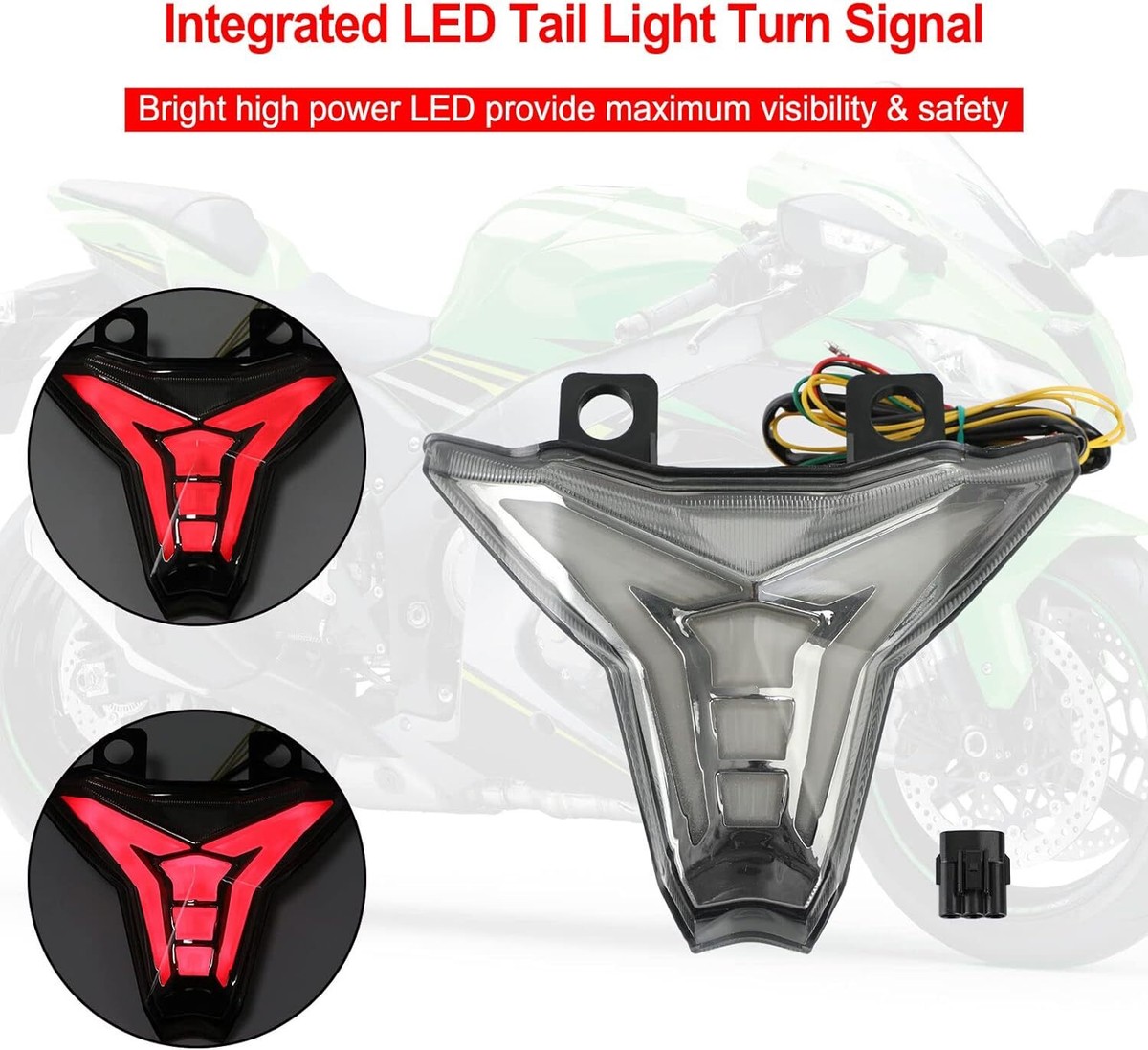 Smoke Integrated LED Tail Light Turn Signals For Kawasaki Ninja