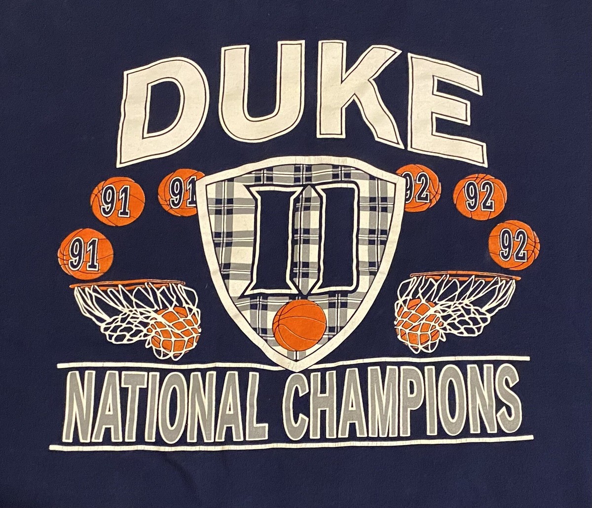 Vintage 90s Duke Blue Devils XL T-Shirt National Champions 91 92