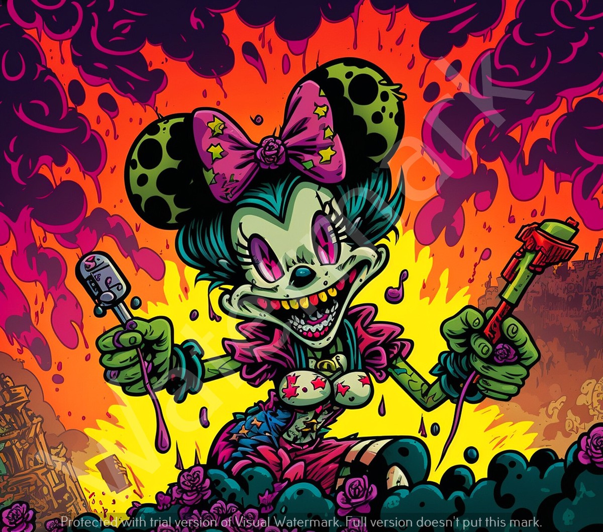 Zombie Minnie Mouse custom made 20 oz skinny Stainless steel