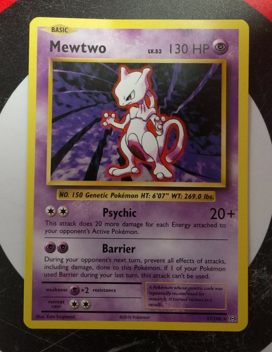 Shadowless Mewtwo 2016 Vintage Pokemon Card. Great condition