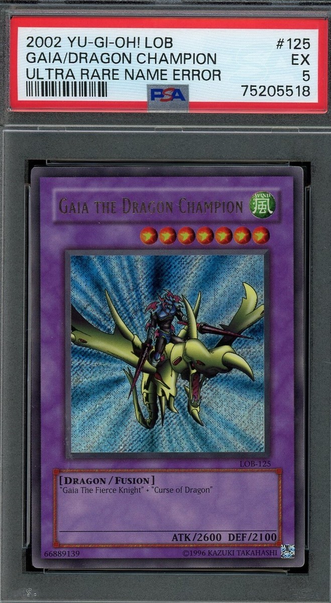 Yugioh ULTRA RARE MISPRINT Gaia the Dragon Champion LOB-125 PSA 5