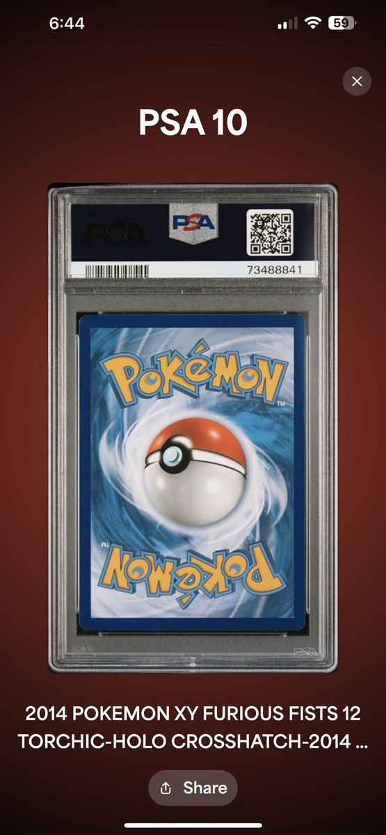 Pop 1 PSA 10 Pokemon XY Furious Fists 12 Torchic-Holo Crosshatch