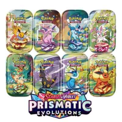 ✓Pokemon Prismatic Evolutions Mini Tins Set of 5x - SV8.5 Set of