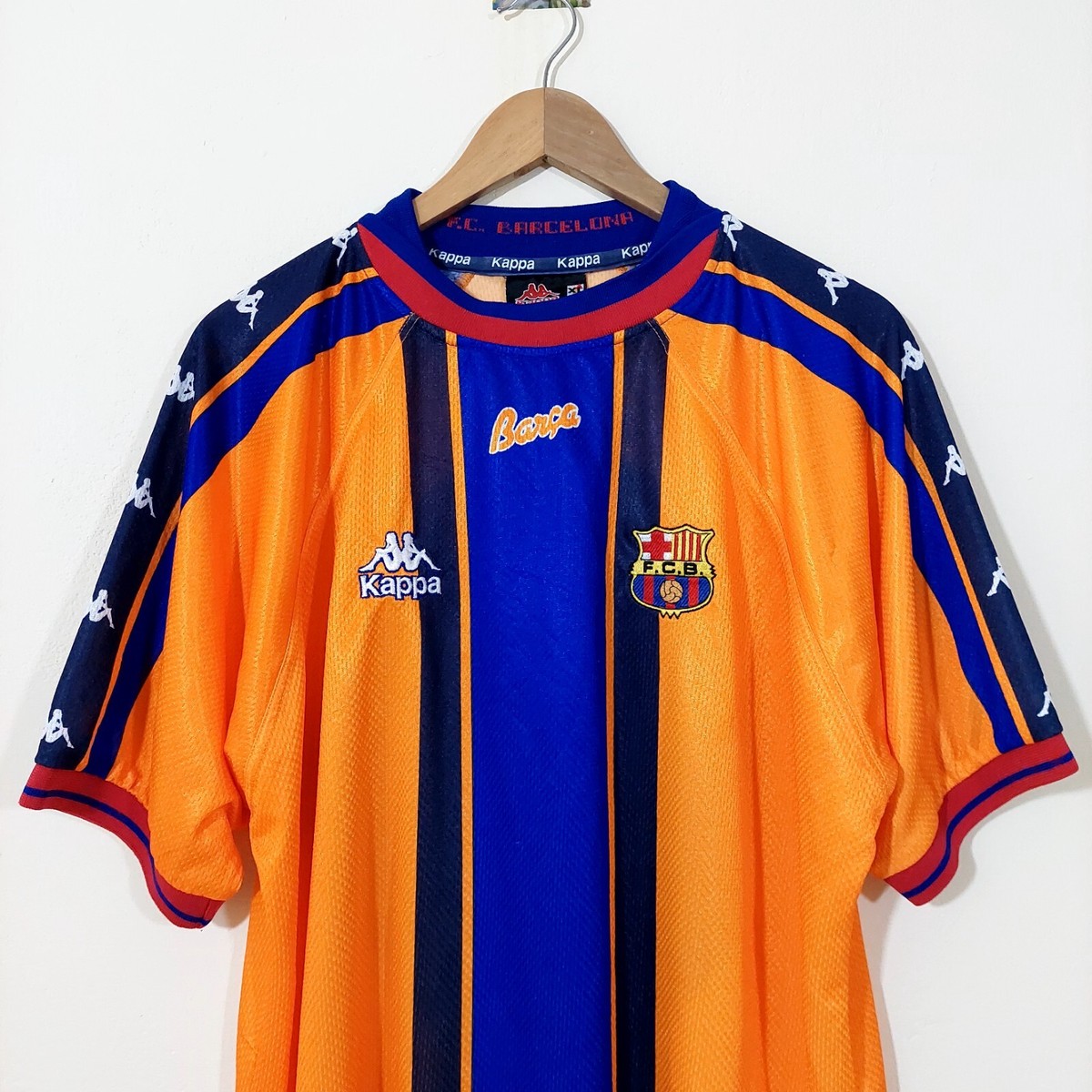 FC Barcelona 1997/98 Away Shirt Barca Kappa Orange Jersey Size