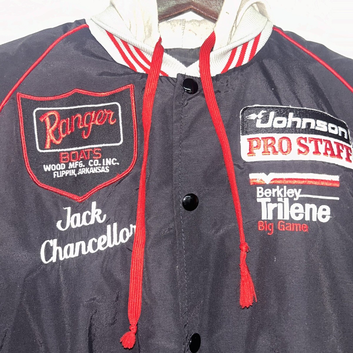 VINTAGE Ranger Boats Jacket Adult Large Black Red Windbreaker Zip