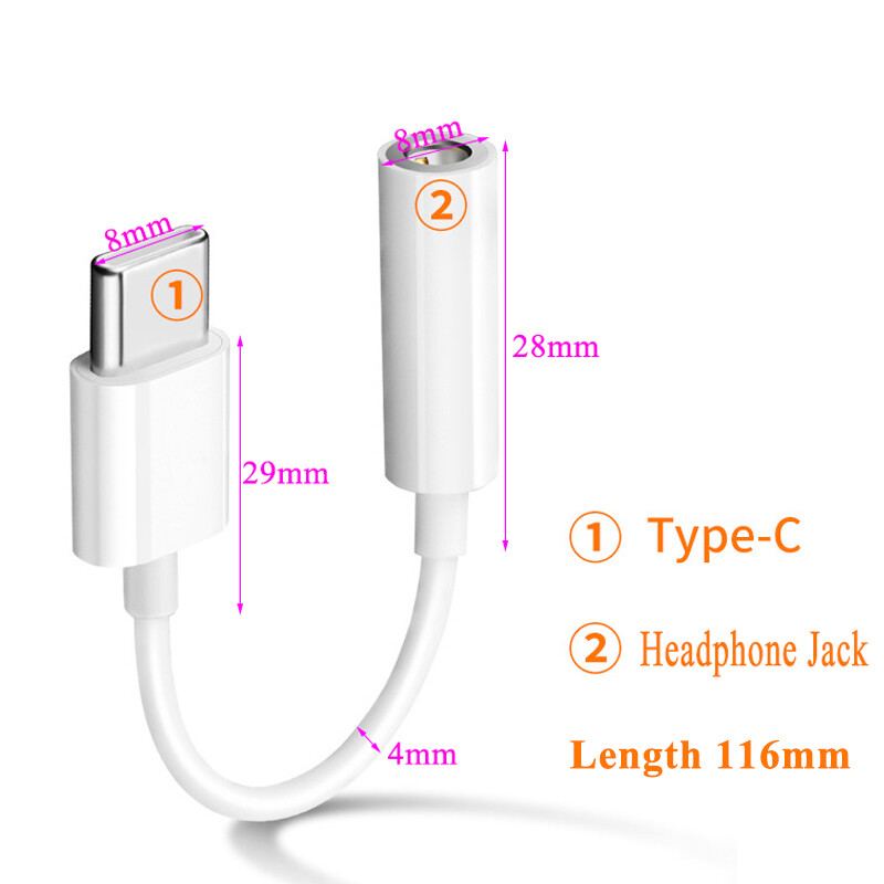 USB-C Type C Adapter Port to 3.5MM Aux Audio Jack Earphone