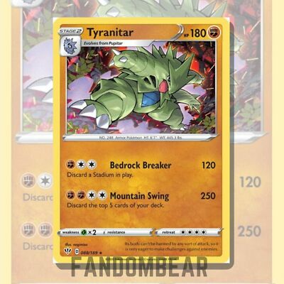 Tyranitar 88/189 HOLO RARE card Sword & Shield Darkness Ablaze