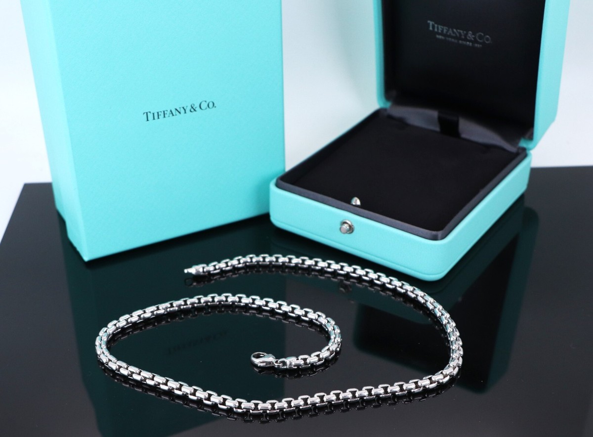 Tiffany & Co. Germany 18K White Gold 5mm Box Chain Lobster Clasp