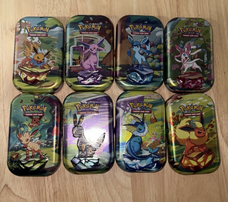 Pokemon Prismatic Evolutions Mini Tins FULL SET of 8 New Sealed